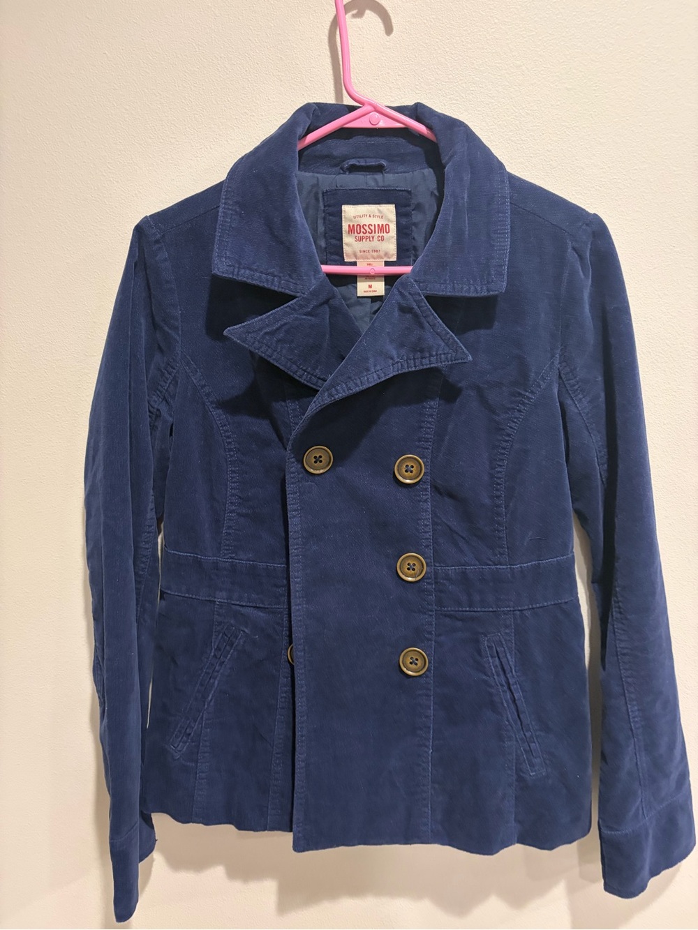 Mossimo Supply Co. Blue Double-Breasted Corduroy Pea Coat